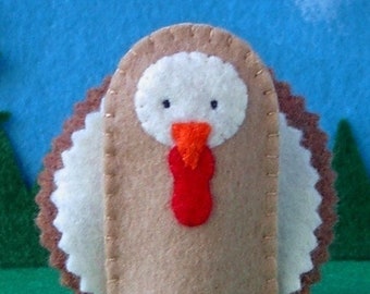 Turkey Finger Puppet - Felt Bird Puppet Turkey - Felt Turkey Puppet - Thanksgiving Finger Puppet