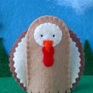 Turkey Finger Puppet Felt Bird Puppet Turkey Felt Turkey Puppet Thanksgiving Finger Puppet Tan Copper Cream