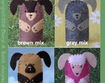 Puppy Dog Finger Puppet - Select a Color - Dog Puppet - Felt Puppy Finger Puppet - Pet Dog Finger Puppet