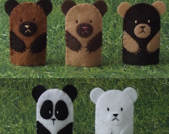 Bear Finger Puppet - Select a Color Felt Bear Puppet - Felt Finger Puppet Brown Bear - Felt Animal Puppet - Polar Bear Puppet - Panda Puppet