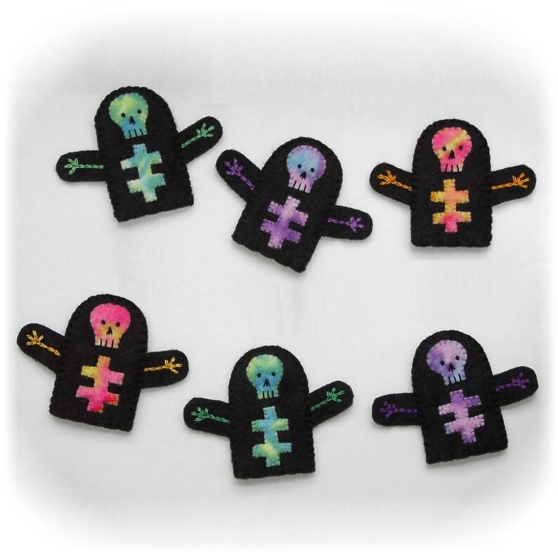 Skeleton Finger Puppet Select a Color Felt Skeleton Puppet Etsy