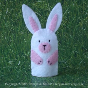Bunny Finger Puppet Select a Color Bunny Pastel Bunny Pink Yellow Green Blue Purple Bunny Rabbit Puppet Copper White White with Pink