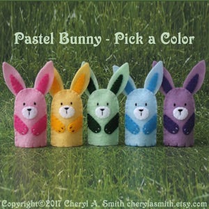 Bunny Finger Puppet -  Select a Color Bunny - Pastel Bunny Pink Yellow Green Blue Purple Bunny Rabbit Puppet Copper White