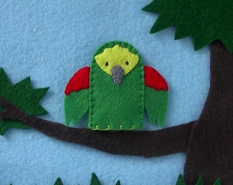 Green Parrot Bird Finger Puppet - Parrot Finger Puppet - Green Parrot Puppet - Felt Parrot Finger Puppet - Felt Bird Puppet