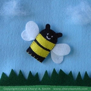 Bee Finger Puppet Bumblebee Puppet Felt Finger Puppet Honeybee Bumble Bee Finger Puppet Honey Bee Blue Orchard Bee Blue Bee image 2
