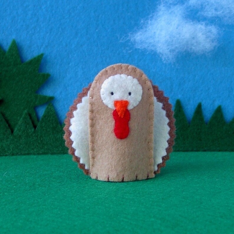 Turkey Finger Puppet Felt Bird Puppet Turkey Felt Turkey Puppet Thanksgiving Finger Puppet Tan Copper Cream