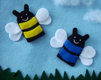 Bee Finger Puppet - Bumblebee Puppet - Felt Finger Puppet Honeybee - Bumble Bee Finger Puppet - Honey Bee - Blue Orchard Bee - Blue Bee