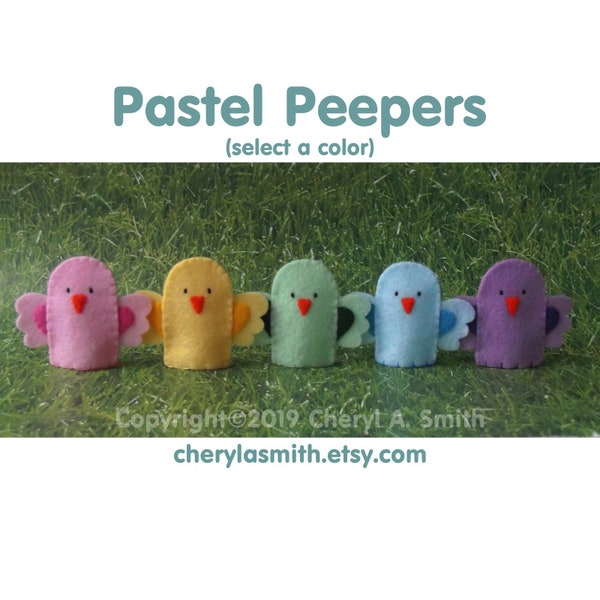 Pastel Peeper Finger Puppet - Bird Finger Puppet - Springtime Puppet - Felt Chick Puppet - Felt Easter Puppet