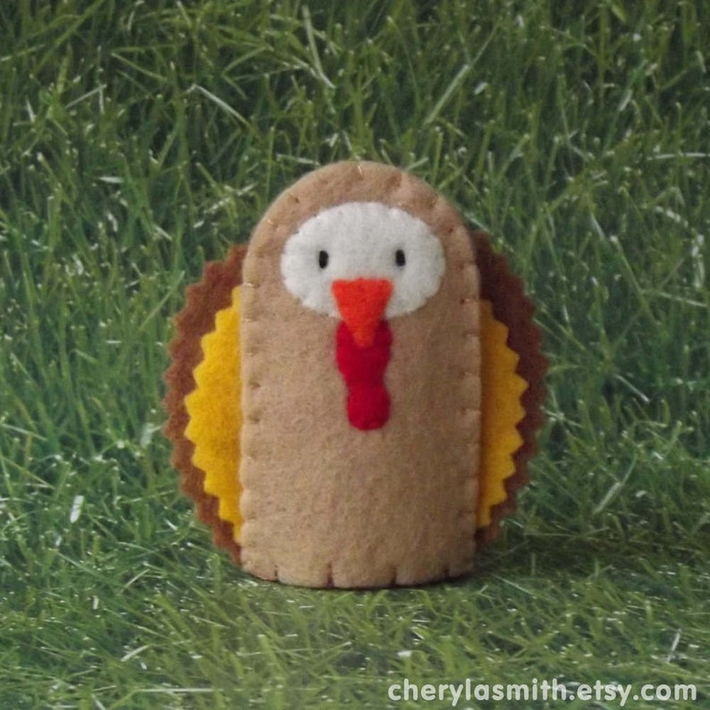 Turkey Finger Puppet Felt Bird Puppet Turkey Felt Turkey Puppet Thanksgiving Finger Puppet Tan Copper Gold