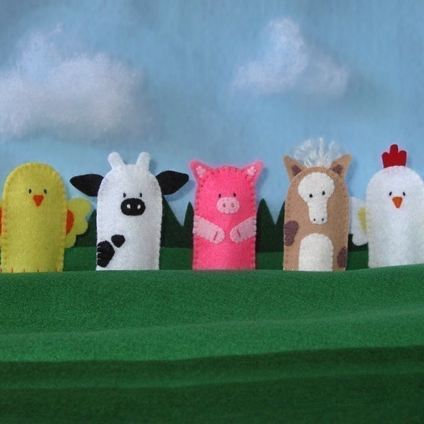 Farm Animals Set of 5 Finger Puppets