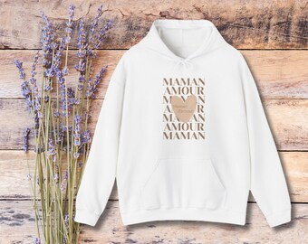 Maman d'amour - Sweat-shirt à capuche unisexe en mélange épais - Fête des Mères