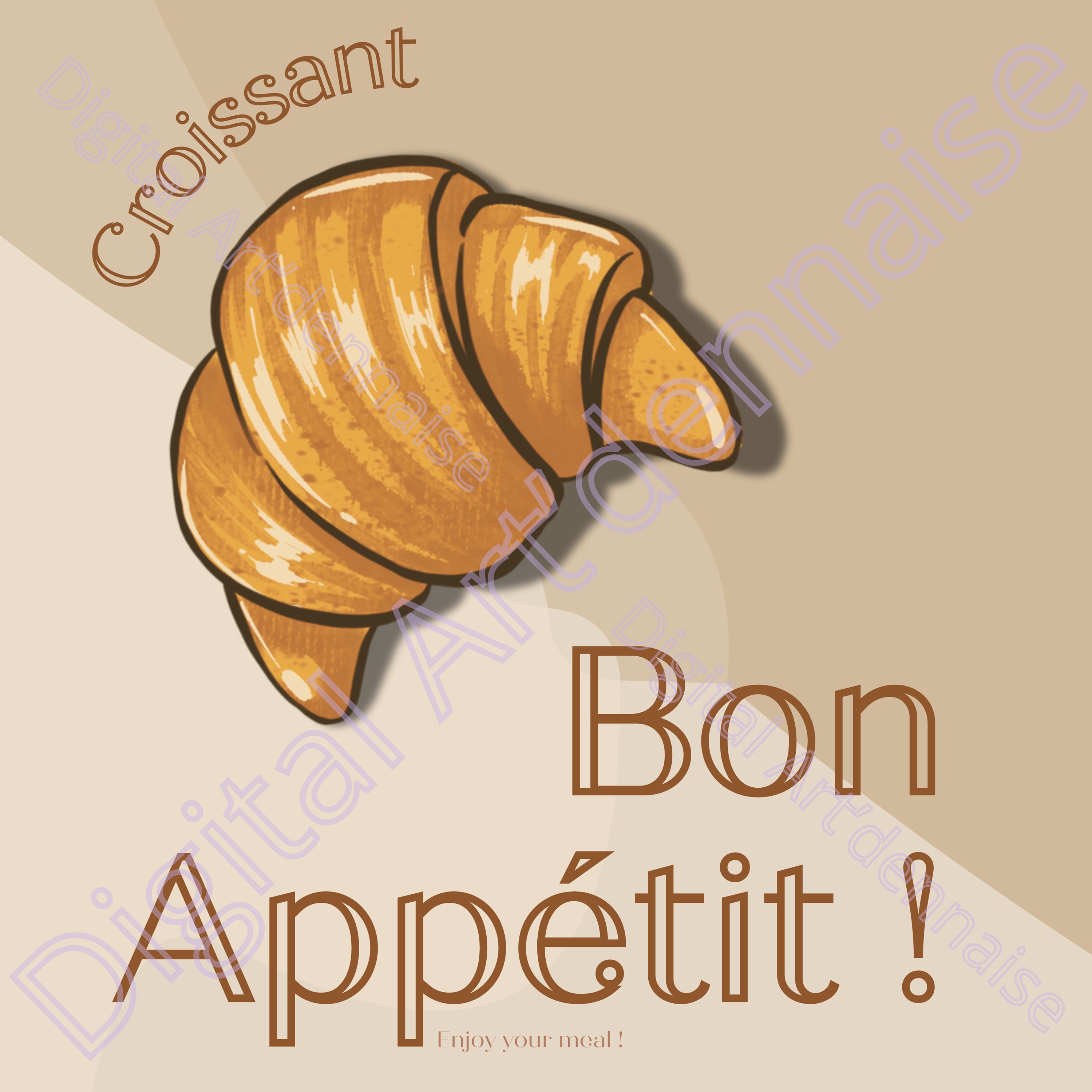 Printable Illustration Bon Appetit Wall Decor French Writing and ...