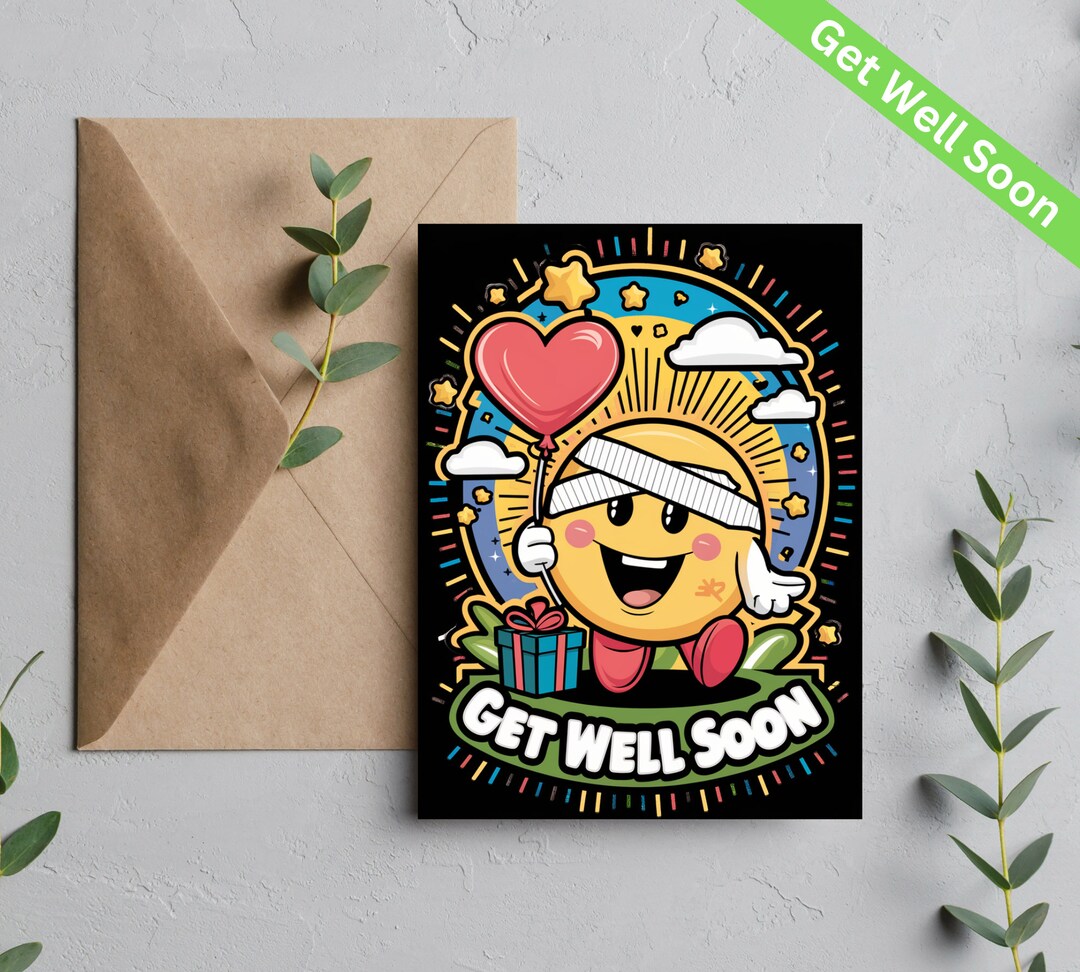 Cheerful Get Well Soon Card, Bright and Colorful Emoji Design, 5x7 ...