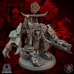 3d printed resin Grimdark 8 legs miniatures 32mm scale BigBadOrk Boss SCIFI Ork and Goblin includes 80mm base