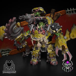 3d printed resin Grimdark 8 legs miniatures 32mm scale Full Metal Boss SCIFI Ork and Gretch includes 50mm base