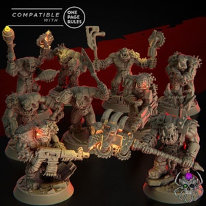 3d printed resin Grimdark 8 legs miniatures 32mm scale Ork fighters/boyz SCIFI Ork and Goblin