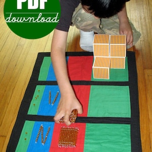 Digitale download PDF-naaipatroon Montessori DIY Wiskunde: optel- en plaatswaardematten