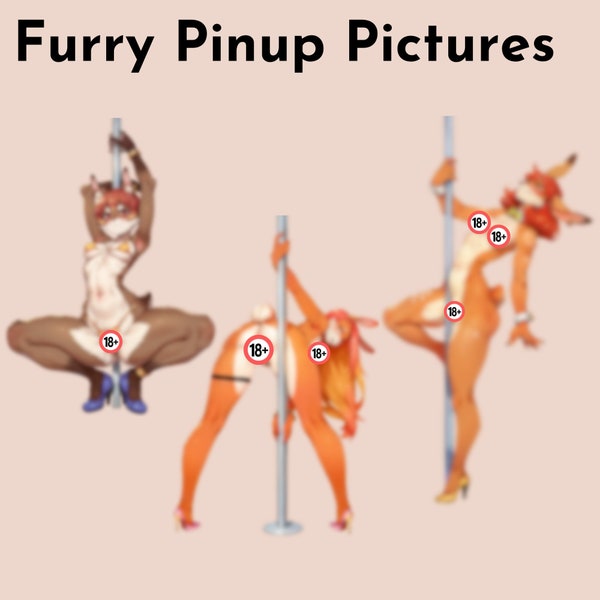 3x NSFW Furry Pinup | Pole dance | Sexy Digital Artwork | Anthro adult content | Instant download