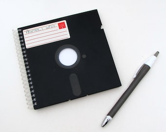1980s Floppy Disk Journal - Recycled Notebook - Large Floppy Journal - Spiral Notebook - Software - nerd geek - floppy disc diskette
