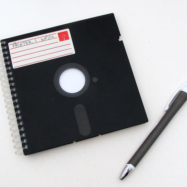 1980s Floppy Disk Journal - Recycled Notebook - Large Floppy Journal - Spiral Notebook - Software - Gift For Nerd - floppy disc diskette