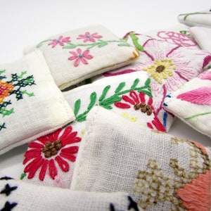 3 Dried Lavender Sachets Embroidered Sachets Stocking Stuffers Vintage Linens Embroidery Packaging Gift For Mom image 3