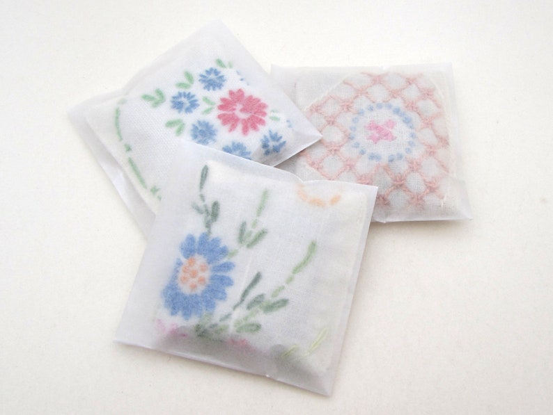 3 Dried Lavender Sachets Embroidered Sachets Stocking Stuffers Vintage Linens Embroidery Packaging Gift For Mom image 7