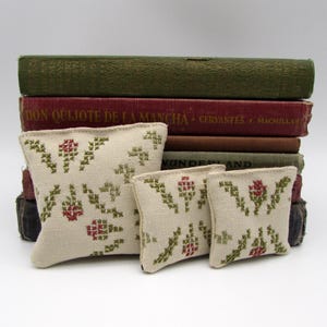 3 Sachet Gift Set - folk art cross stitch - Dried Lavender Sachets - Embroidered Sachet - Vintage embroidery - rustic