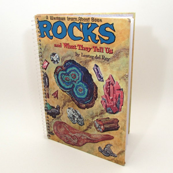 Recycled Book Journal - Rocks - Hardback Book Notebook - Spiral Notebook - Spiral Journal - Science - Geology