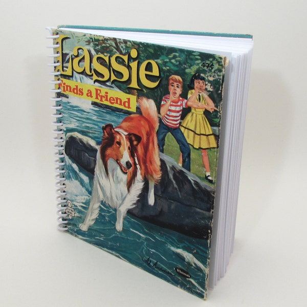 Recycled Book Journal - Lassie - Hardback Book Notebook - Spiral Notebook - Spiral Journal - Dogs