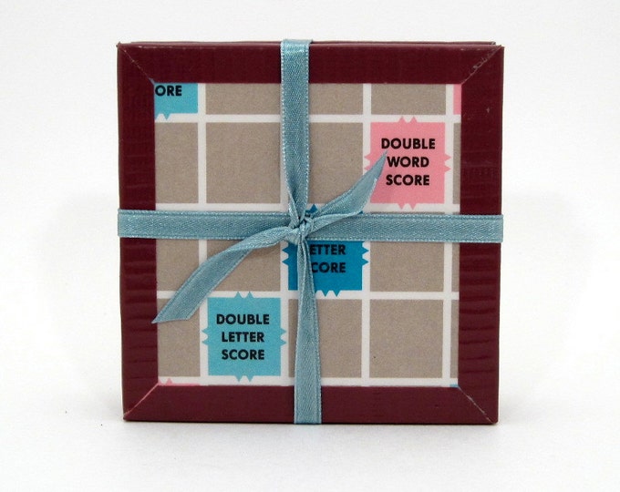 Board Game Coaster Set Recycled Scrabble Game Game Night Etsy