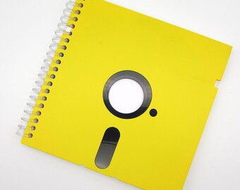 1980s Floppy Disk Journal - Yellow Floppy Notebook - Large Floppy Journal - Spiral Notebook - Software - nerd geek