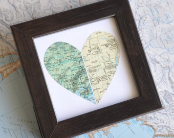 Graduation Gift for Graduate Personalized Map Heart Framed