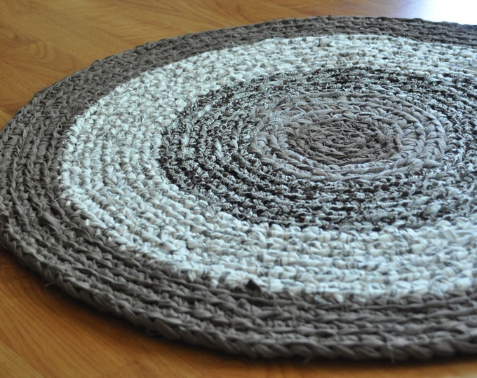 Crochet Rug Brown Rag Rug Washable Eco Friendly Recycled Etsy