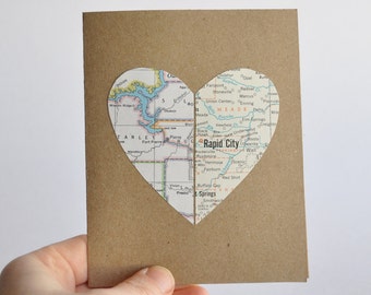 Long Distance Relationship Card, Heart in Two Places