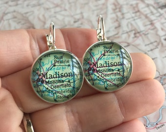 Map Earrings Personalized with the City You Choose