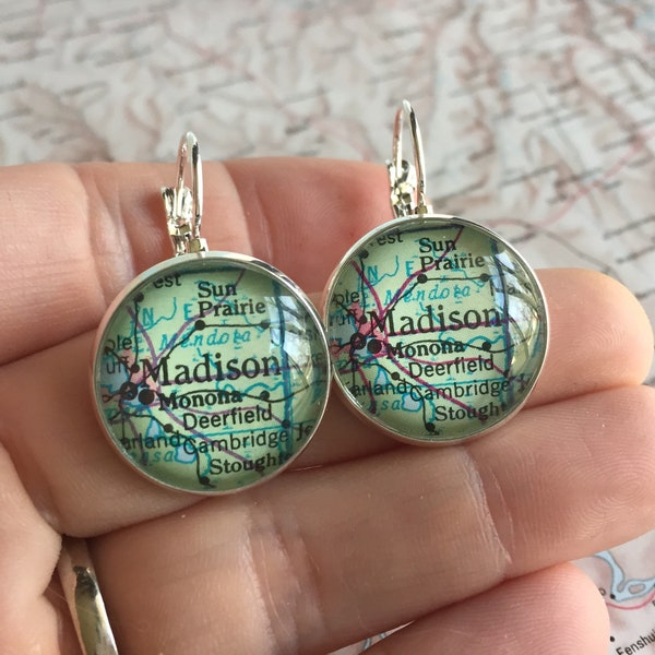 Map Earrings Personalized with the City You Choose