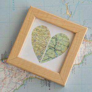 Gift for Boyfriend Long Distance Love Gift for Girlfriend Custom Map Art Heart Framed image 1