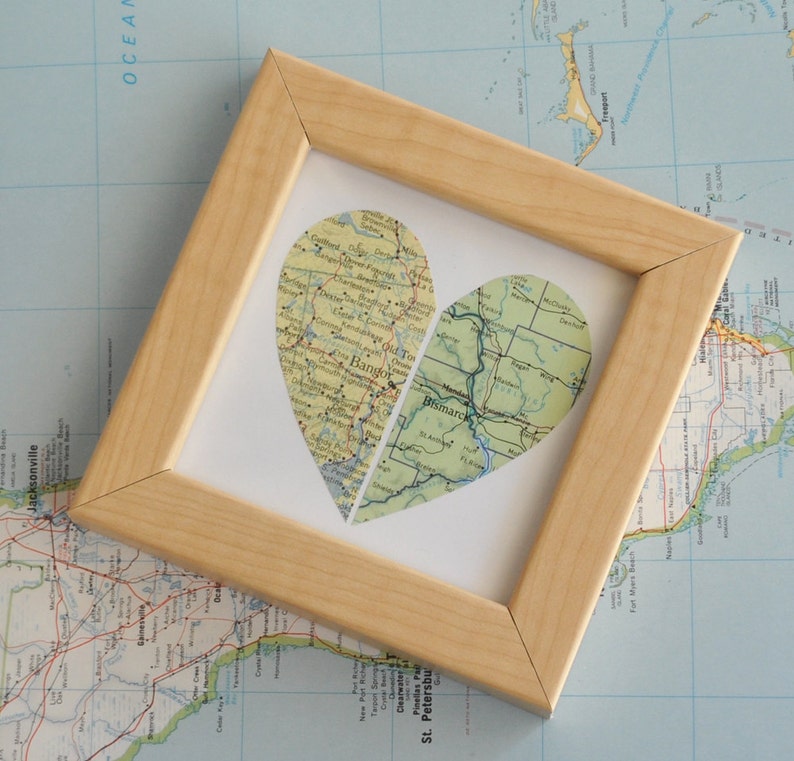 Personalized Gift for Mom Long Distance Map Heart image 1