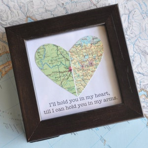 Gay Wedding Gift for Couple Map Heart Framed with Text zdjęcie 2