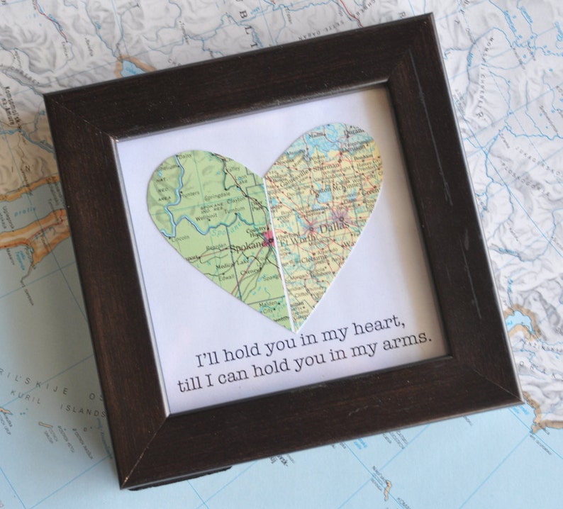 Gay Wedding Gift for Couple Map Heart Framed with Text zdjęcie 2