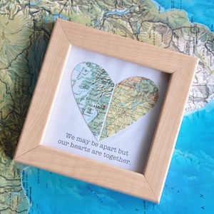 Gift for Boyfriend Long Distance Map Heart with Custom Text Quote