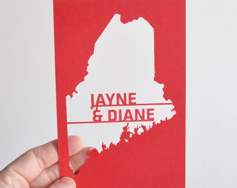 Anniversary Gift Personalized State and Names Paper Map Art