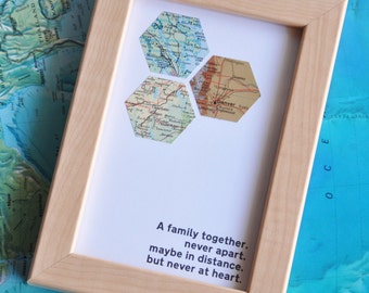 Personalized Gift for Parents Distance Mom Father Brother Sister Long Distance Family Map Art