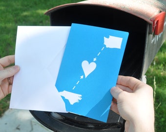 Long Distance Relationship Map Card Custom Made with Your Two States