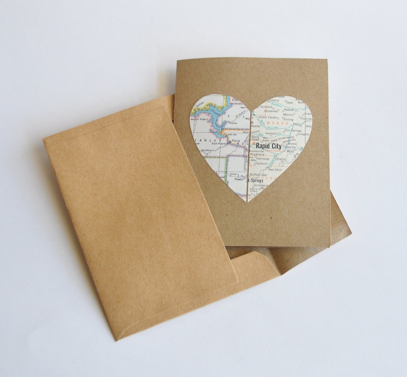 Personalized Map Card Heart in Two Places image 3