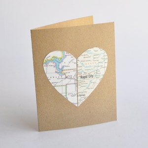 Personalized Map Card Heart in Two Places image 2