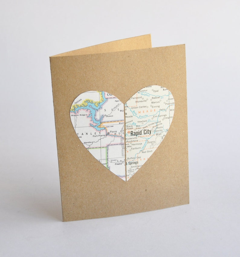 Personalized Map Card Heart in Two Places image 2