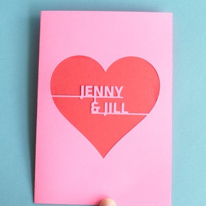 Carte de Saint-Valentin personnalisée pour la carte de femme pour la carte de partenaire pour la carte de petite amie Noms personnalisés Carte de cœur