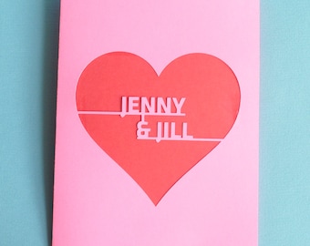 Personalized Valentine Card for Wife Card for Partner Card for Girlfriend Card Custom Names Heart Card