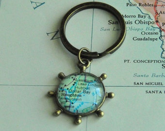 Map and Anchor Keychain - You choose the city